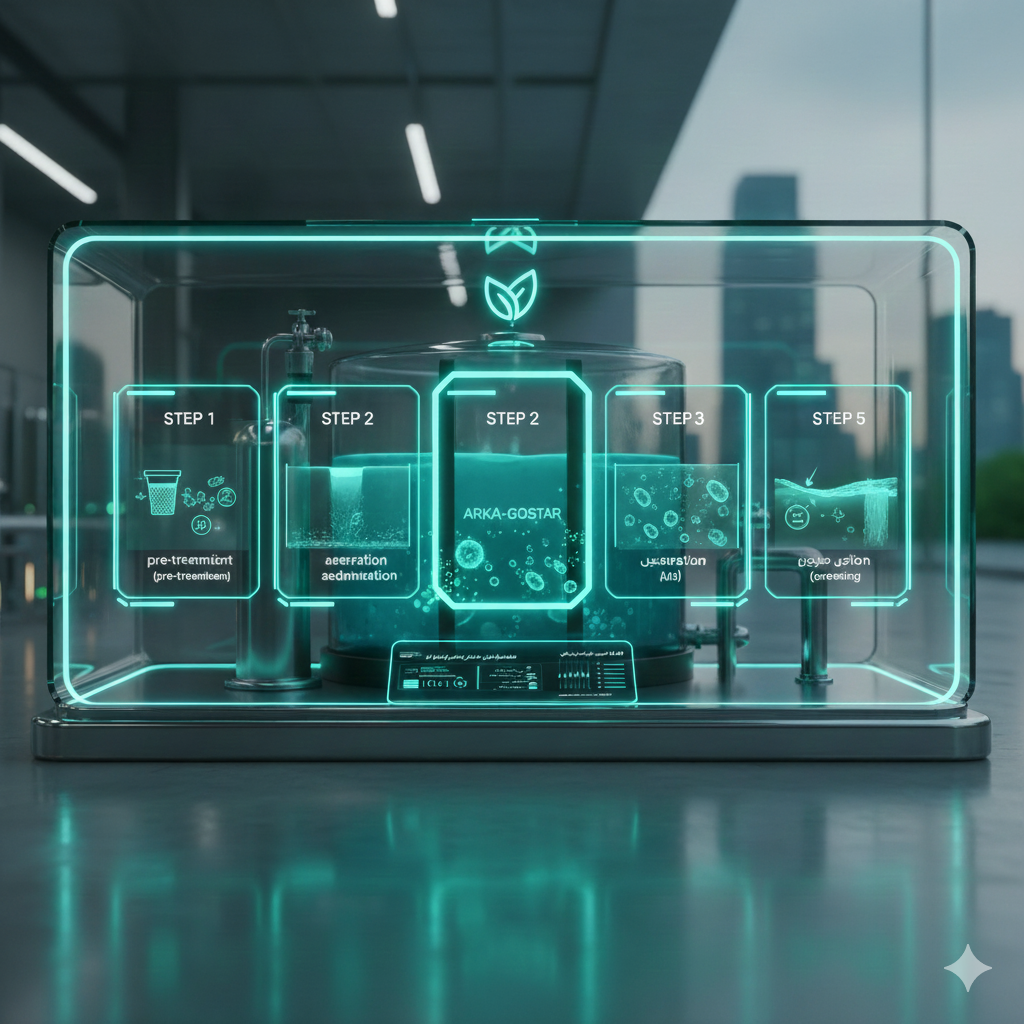 مراحل گام به گام تصفیه در پکیج تصفیه فاضلاب آرکا گستر